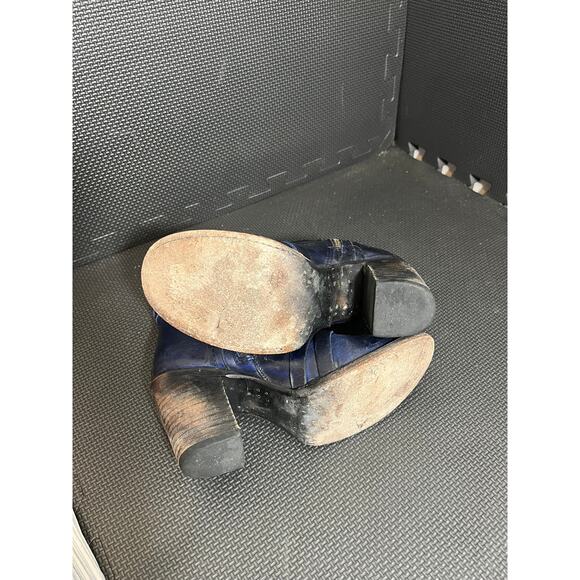 Rare Freebird By Steven Blue Gem Booties Leather Distressed Moto Grunge Size 7 - Picture 6 of 8